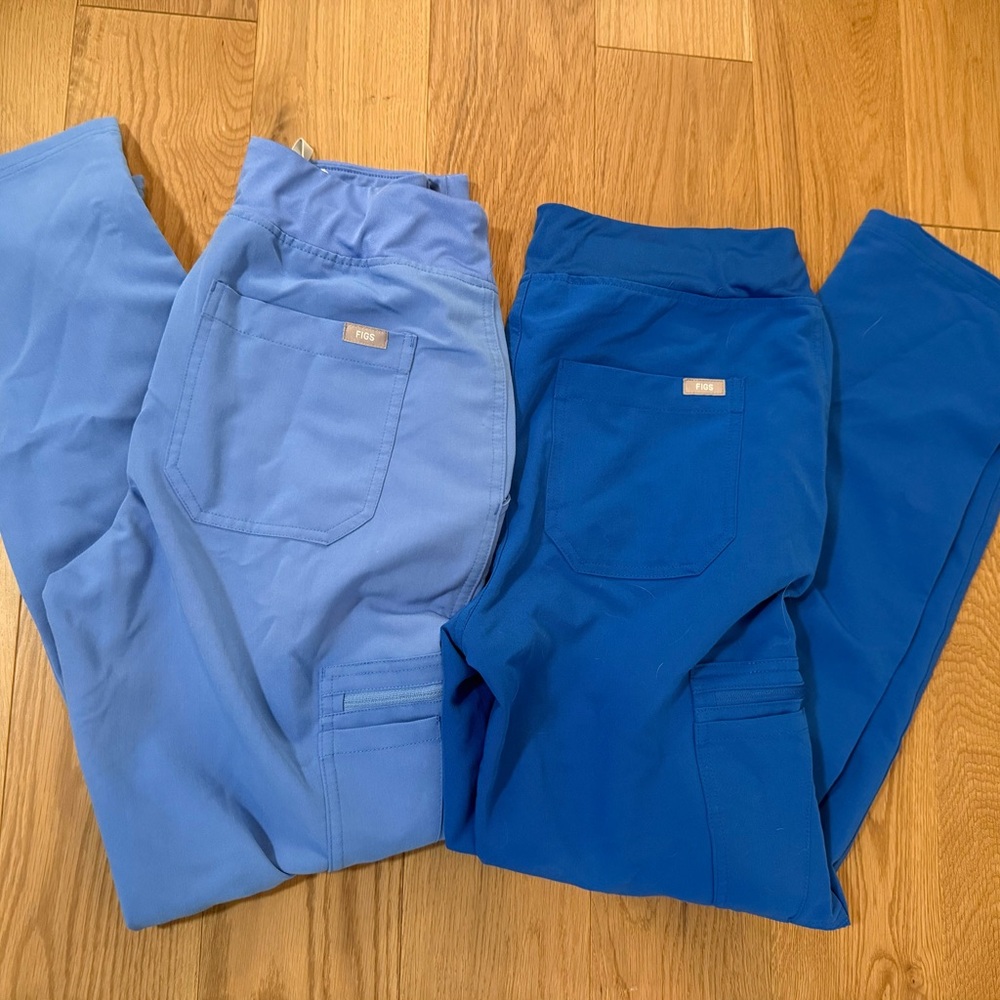 Figs Women's Scrub Pants in Light Blue and Royal Blue